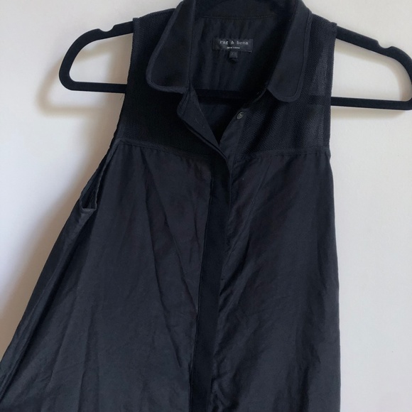 Rag & Bone Black Silk Bamboo Sleeveless Collared Dress - Picture 5 of 6